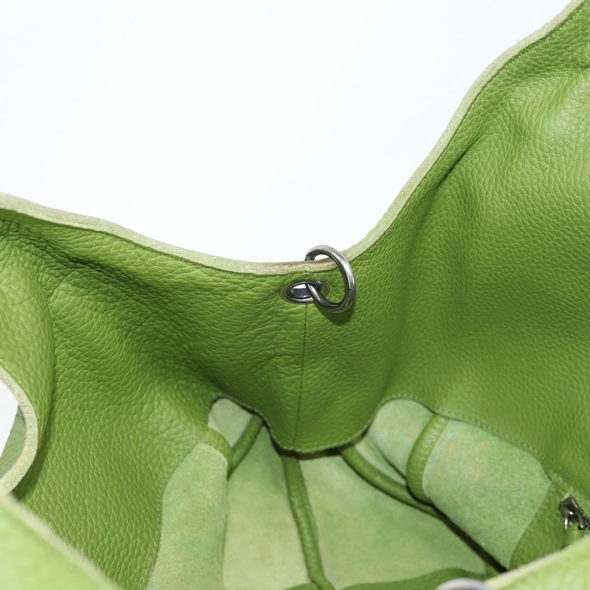 BOTTEGA VENETA Shoulder Bag Leather Green Silver Auth BD2078V