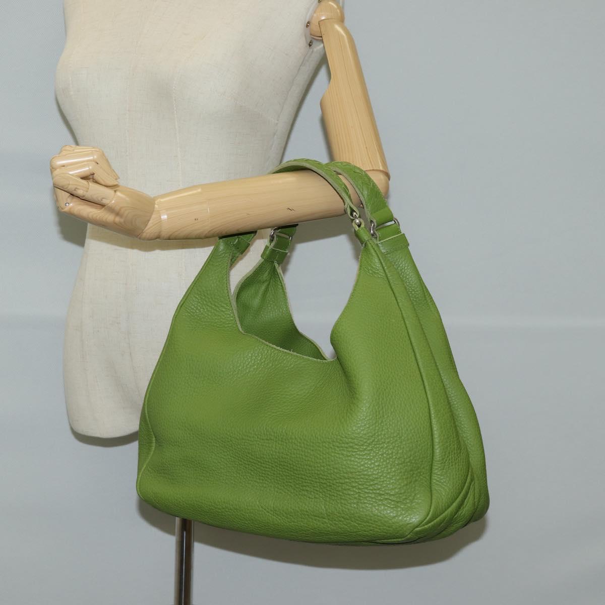 BOTTEGA VENETA Shoulder Bag Leather Green Silver Auth BD2078V