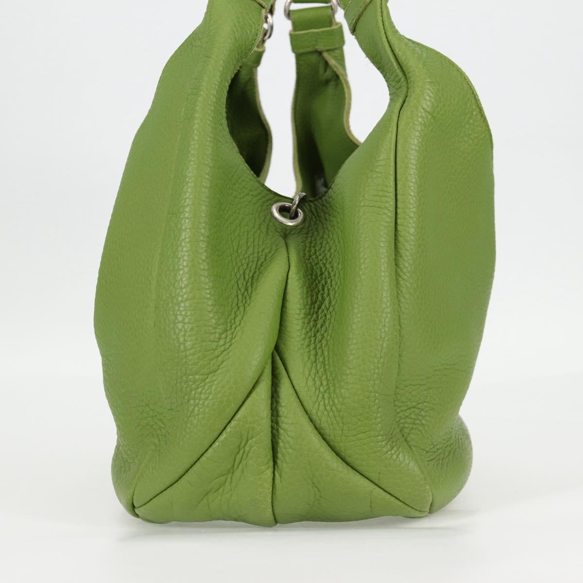 BOTTEGA VENETA Shoulder Bag Leather Green Silver Auth BD2078V