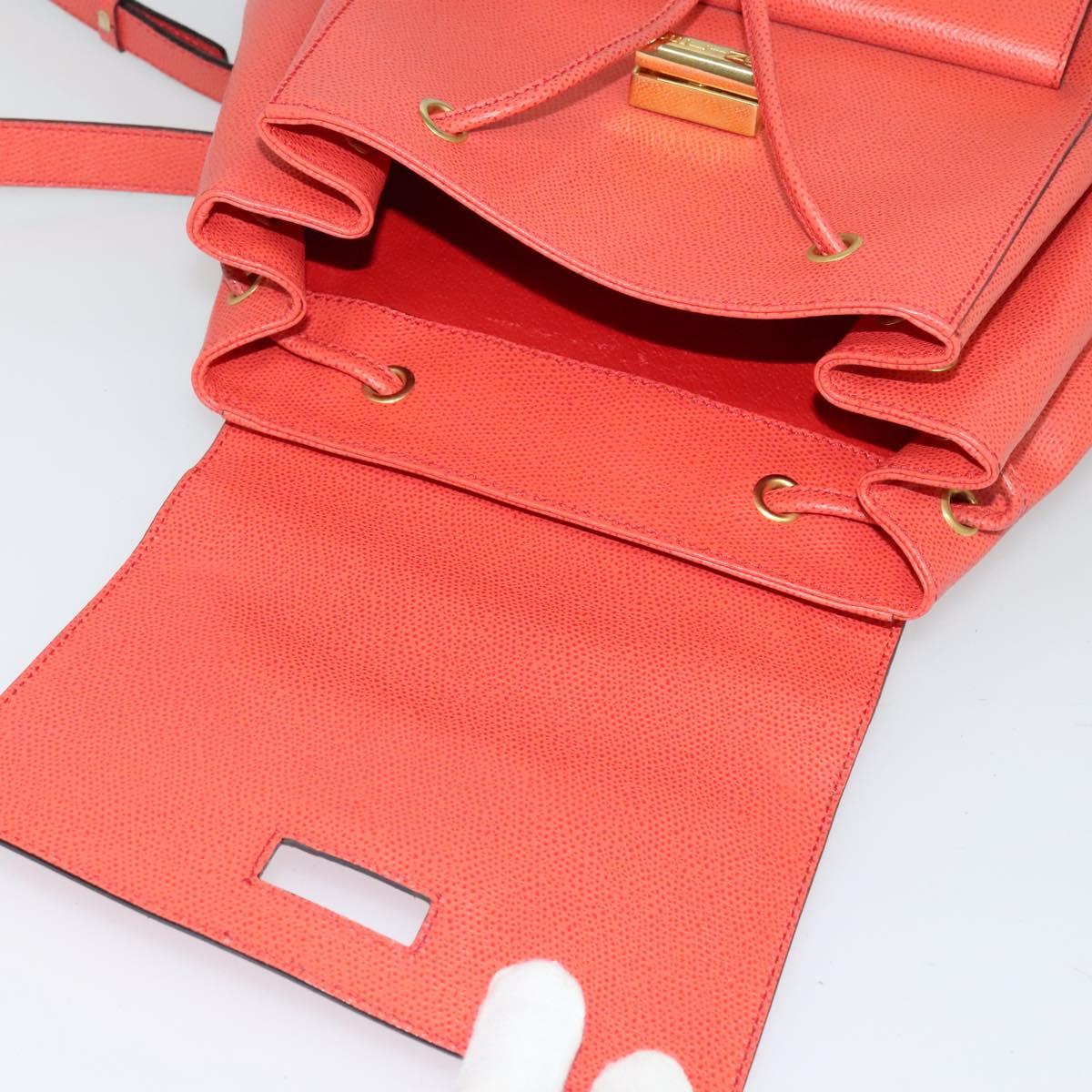 CELINE Backpack Leather Orange Gold Auth BD2079