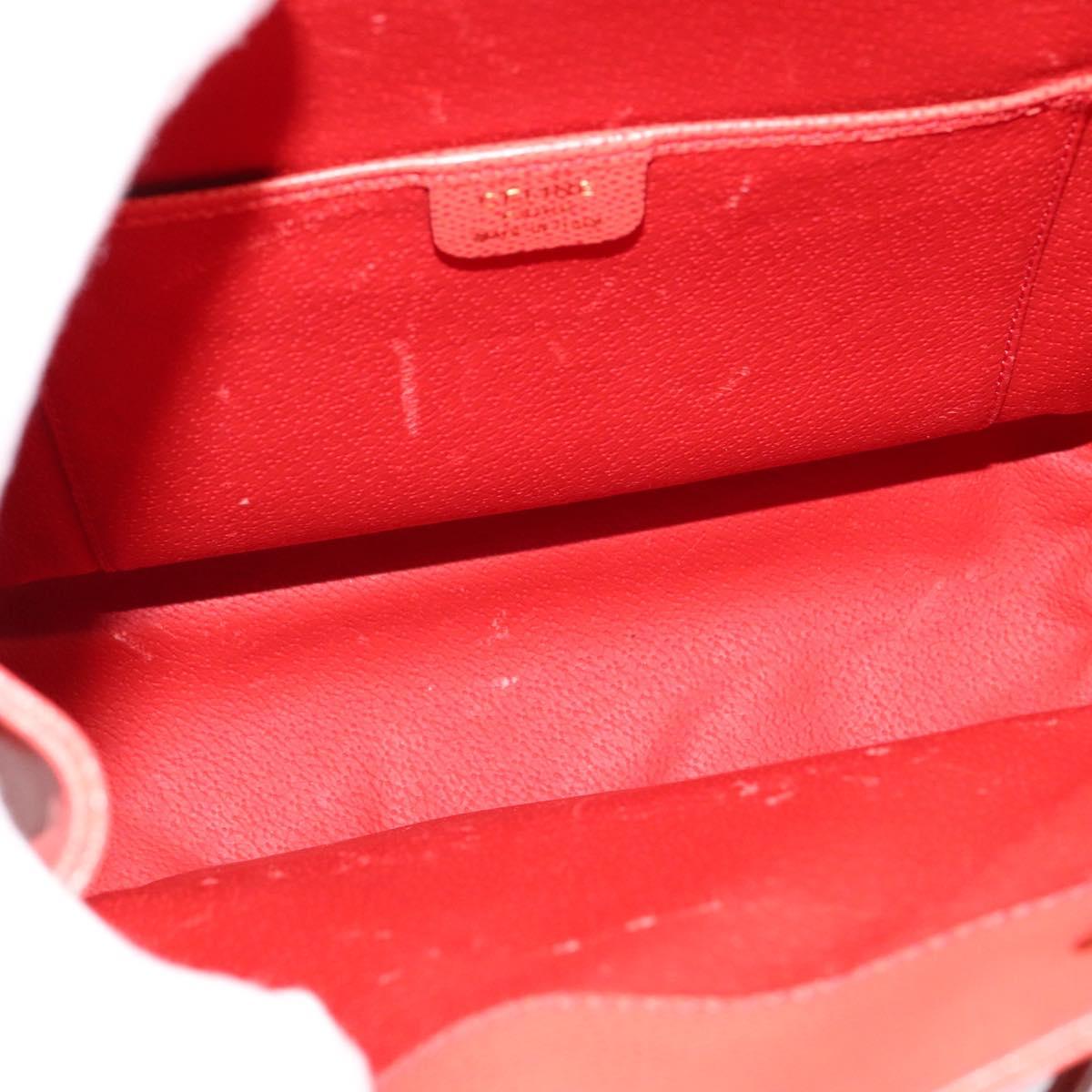 CELINE Backpack Leather Orange Gold Auth BD2079