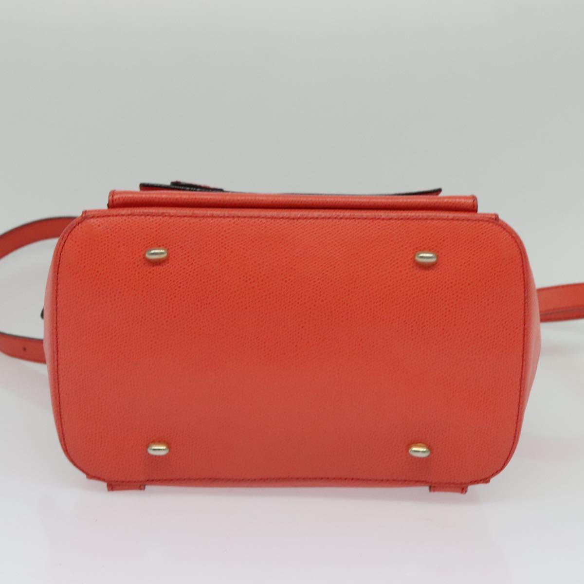 CELINE Backpack Leather Orange Gold Auth BD2079