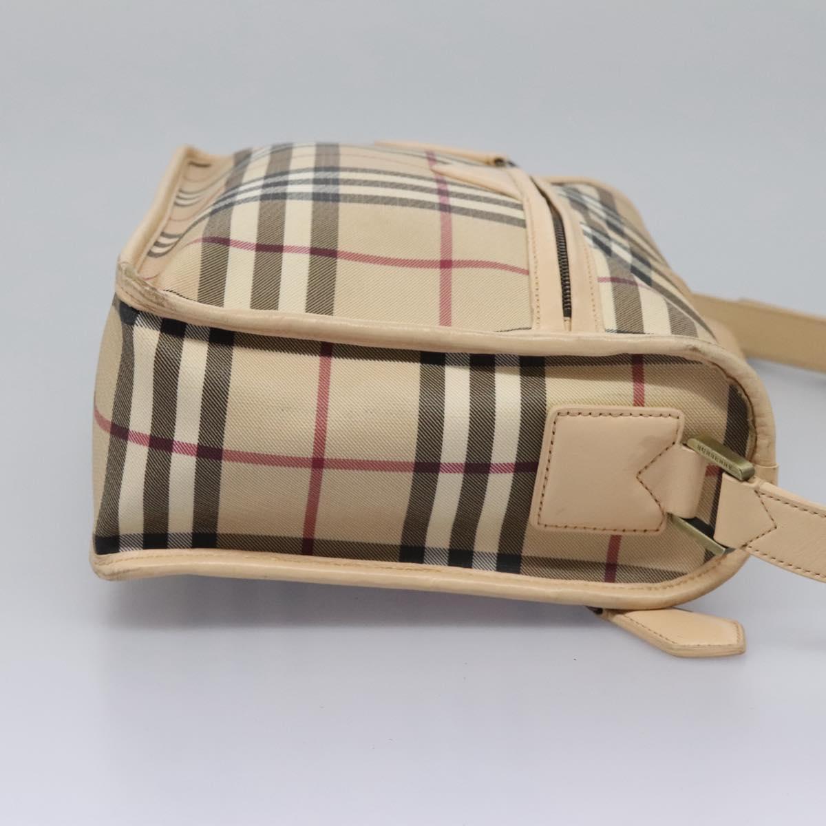 BURBERRY Nova Check Shoulder Bag PVC Beige Auth BD210