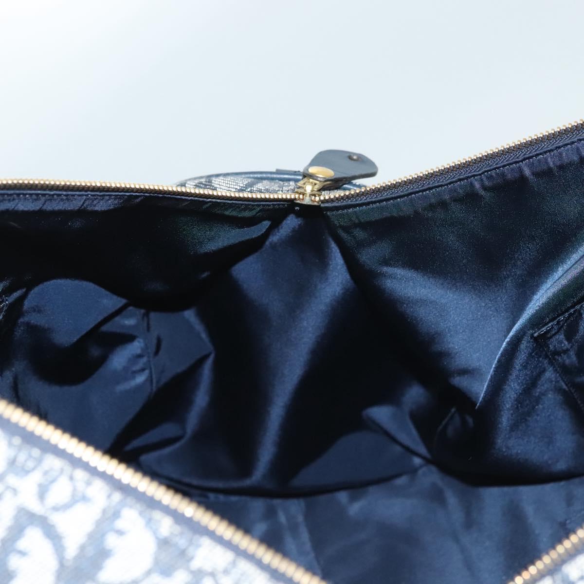 Christian Dior Trotter Canvas Boston Bag 2way Navy Gold Auth BD2104SAV