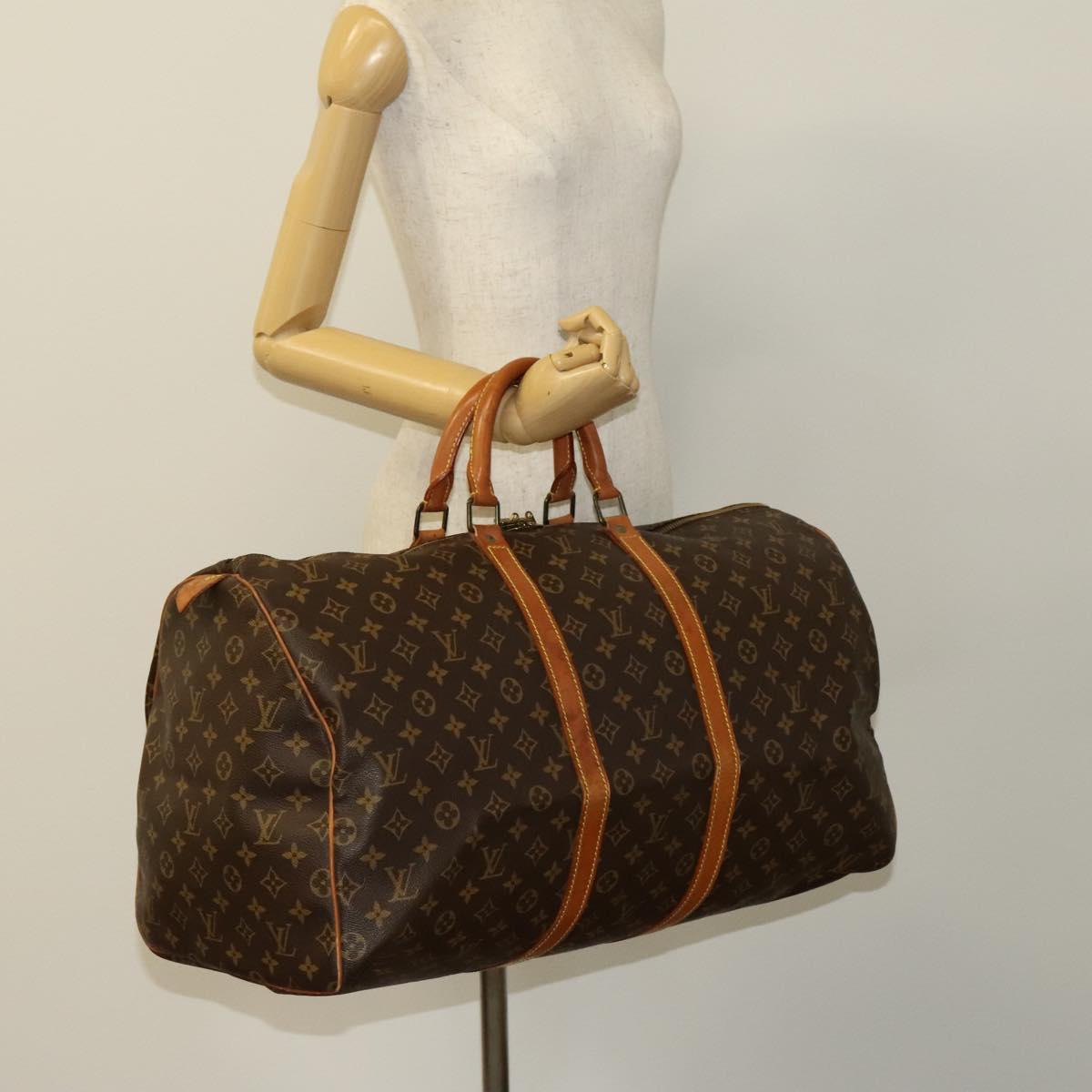 LOUIS VUITTON Monogram Keepall 55 Boston Bag M41424 LV Auth BD2108