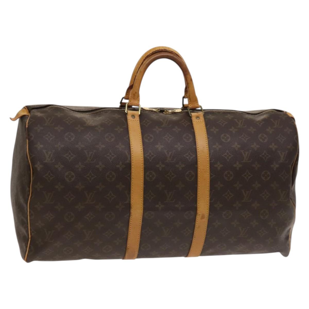 LOUIS VUITTON Monogram Keepall 55 Boston Bag M41424 LV Auth BD2111