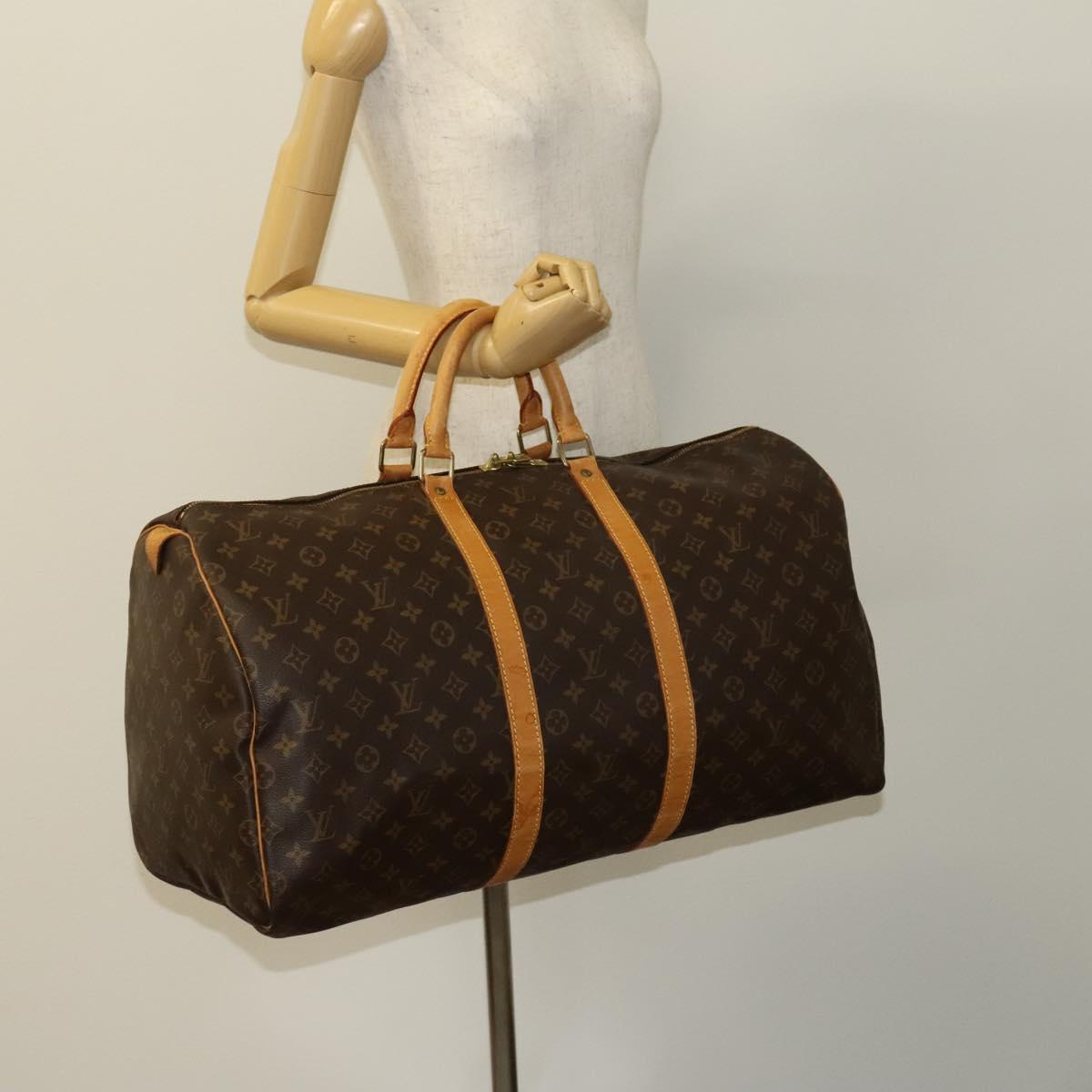 LOUIS VUITTON Monogram Keepall 55 Boston Bag M41424 LV Auth BD2113