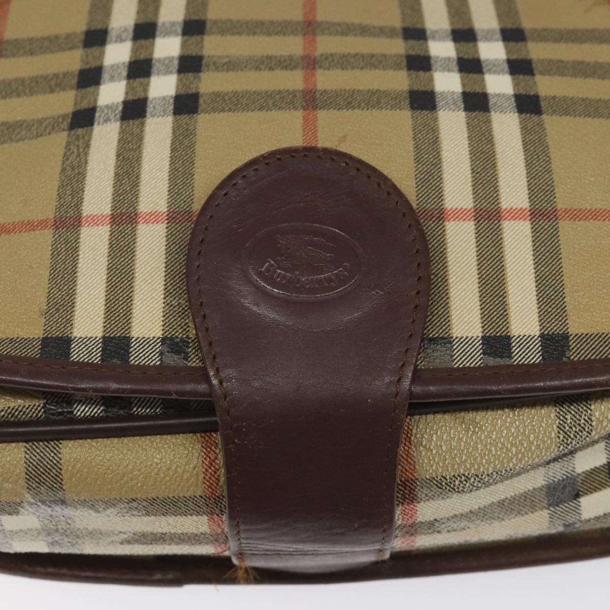 Burberrys Shoulder Bag PVC Beige Brown gold Auth BD212
