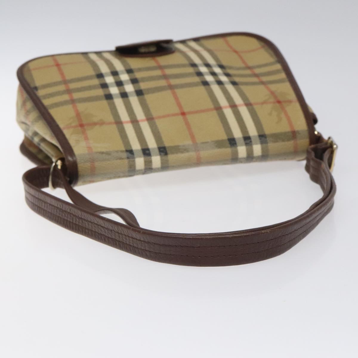 Burberrys Shoulder Bag PVC Beige Brown gold Auth BD212