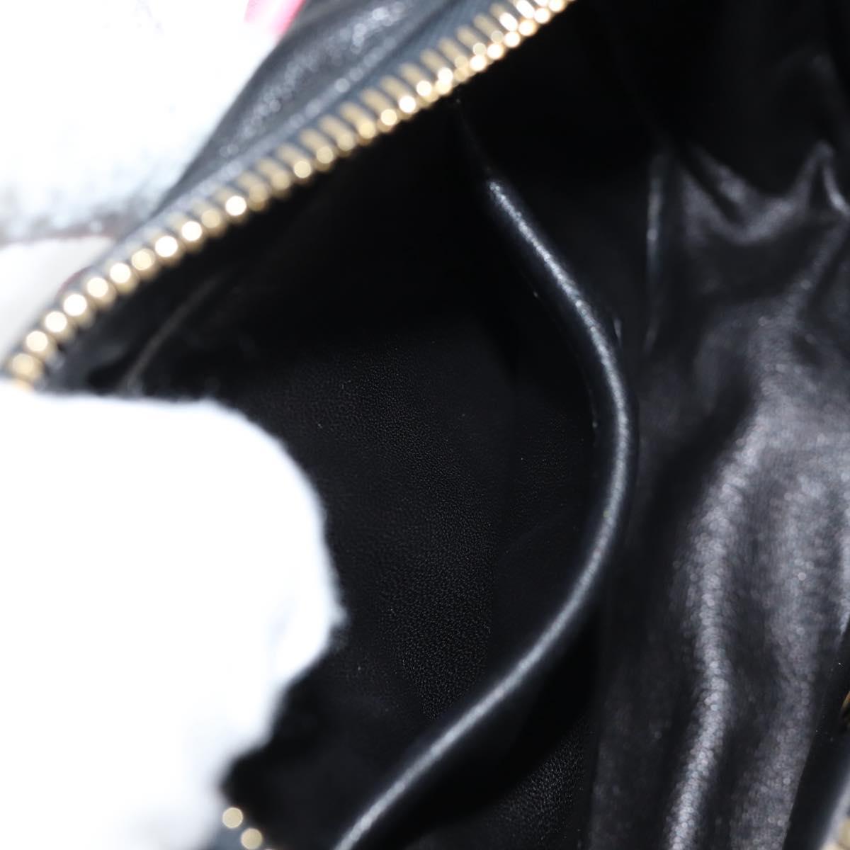 PRADA Ribbon Shoulder Bag Leather Black Gold Auth BD2127V