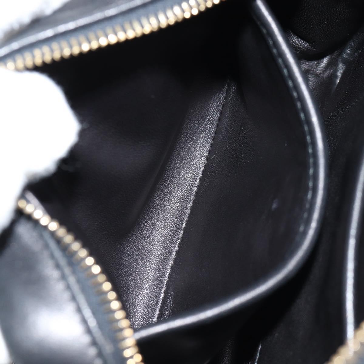 PRADA Ribbon Shoulder Bag Leather Black Gold Auth BD2127V