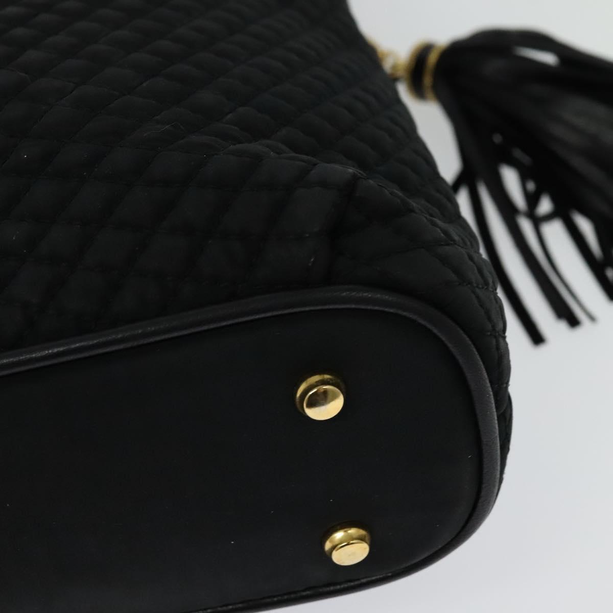 BALLY Chain Shoulder Bag Nylon Black Gold Auth BD2129