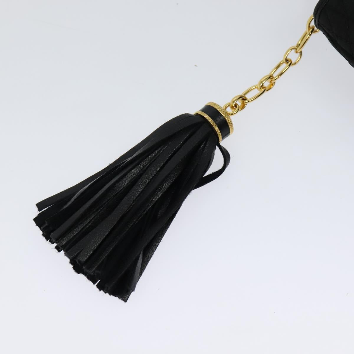 BALLY Chain Shoulder Bag Nylon Black Gold Auth BD2129