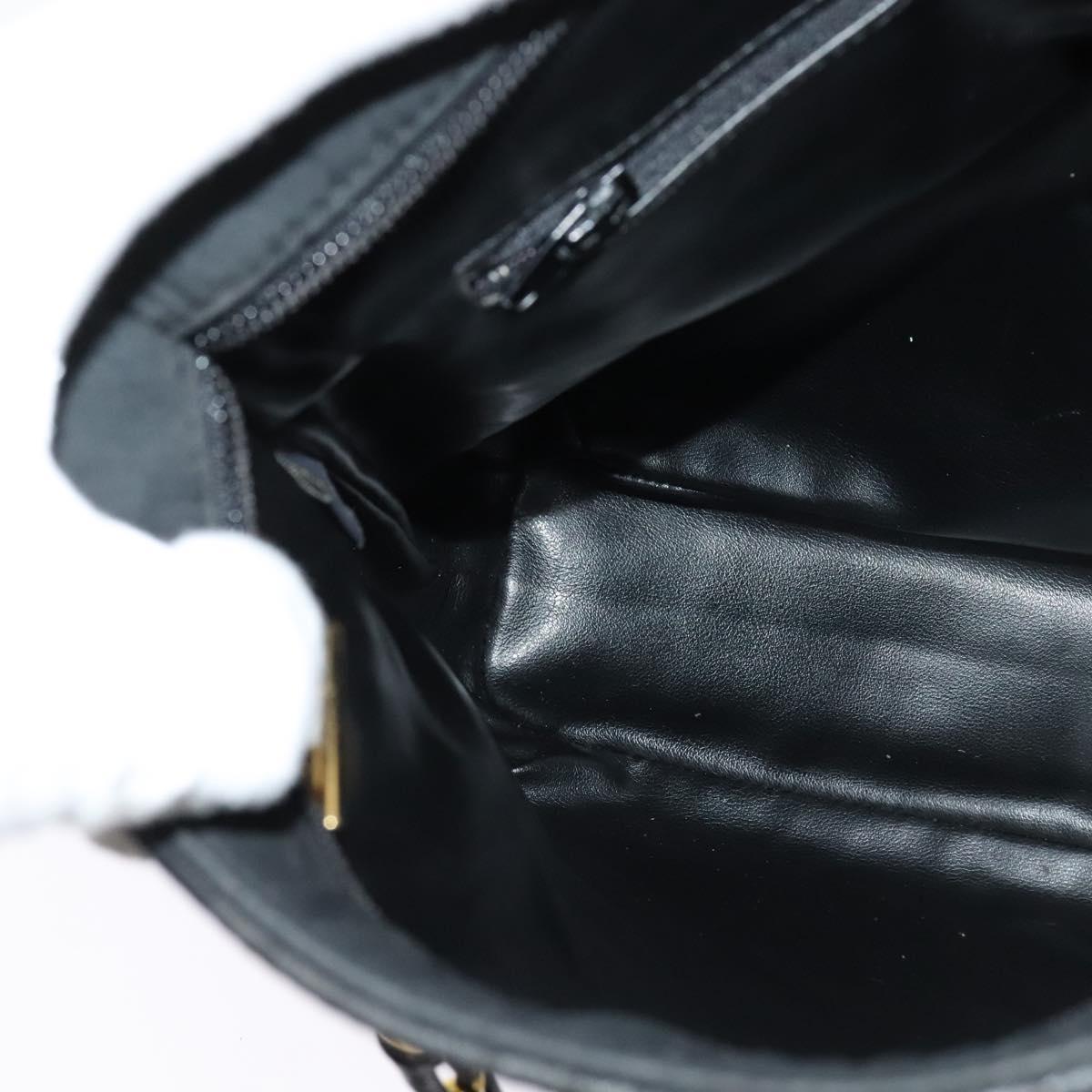 BALLY Chain Shoulder Bag Nylon Black Gold Auth BD2129