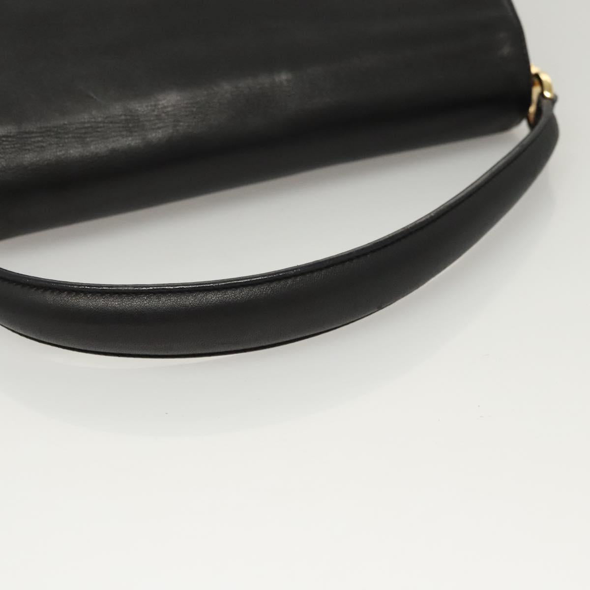 Salvatore Ferragamo Hand Bag Leather Black Gold Auth BD2131