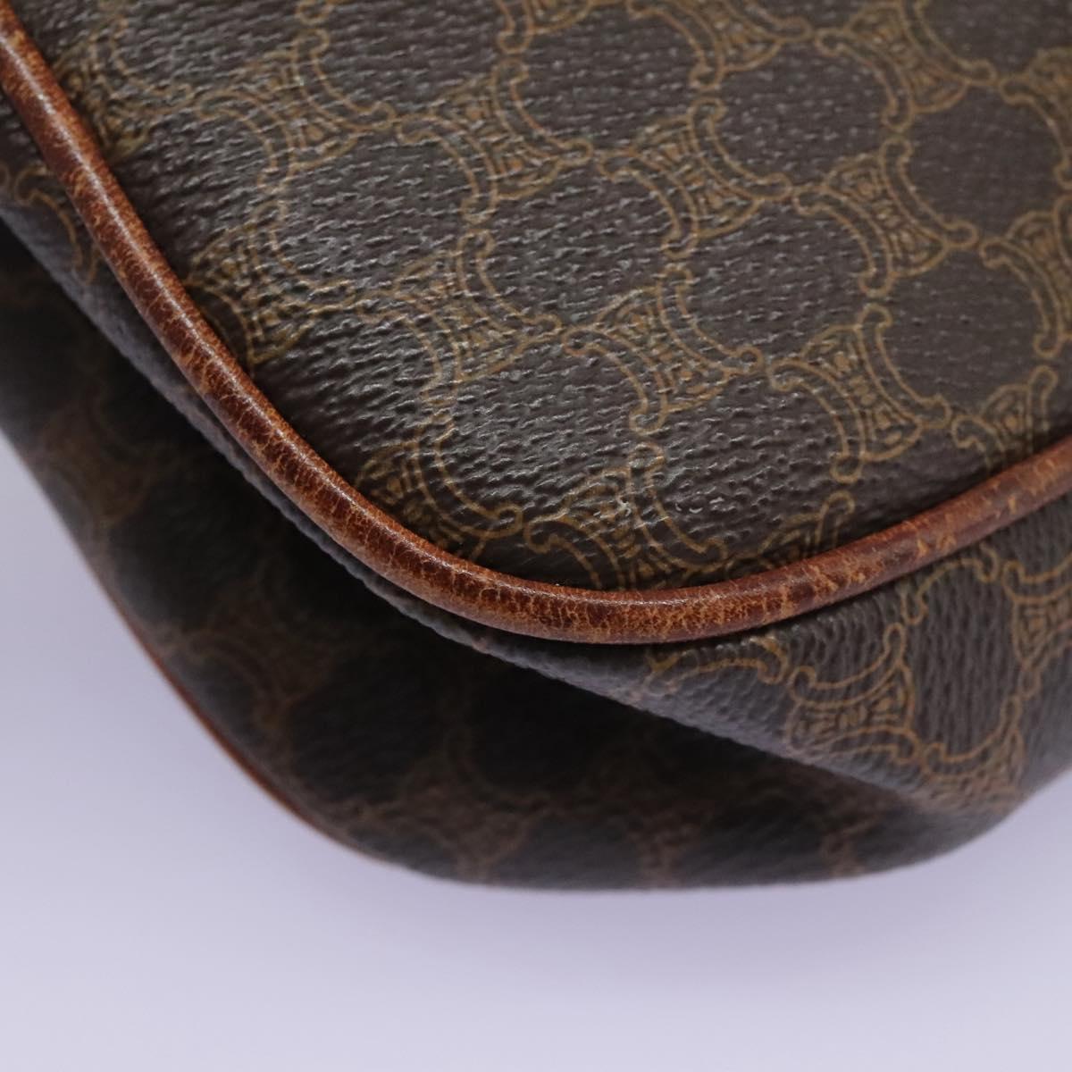 CELINE Macadam Canvas Shoulder Bag PVC Leather Brown Auth BD216