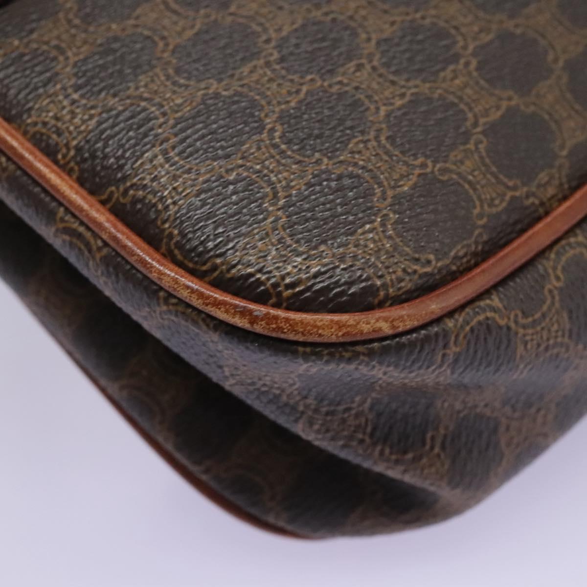 CELINE Macadam Canvas Shoulder Bag PVC Leather Brown Auth BD216