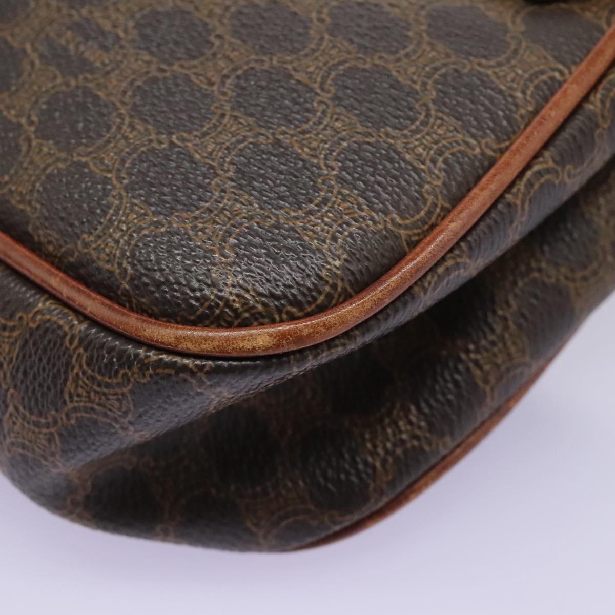 CELINE Macadam Canvas Shoulder Bag PVC Leather Brown Auth BD216
