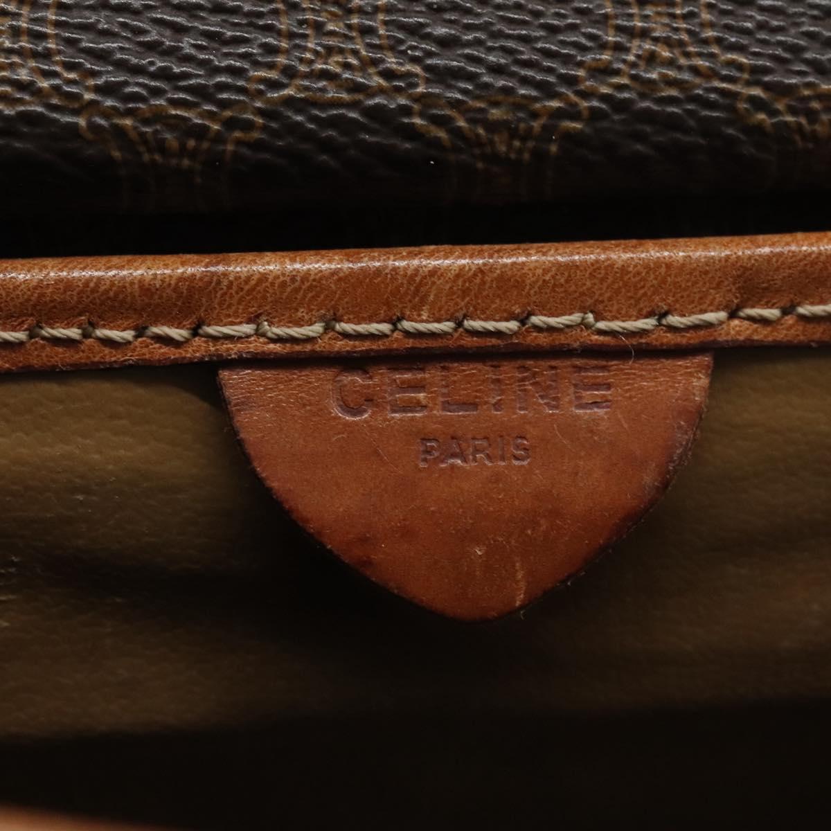 CELINE Macadam Canvas Shoulder Bag PVC Leather Brown Auth BD216