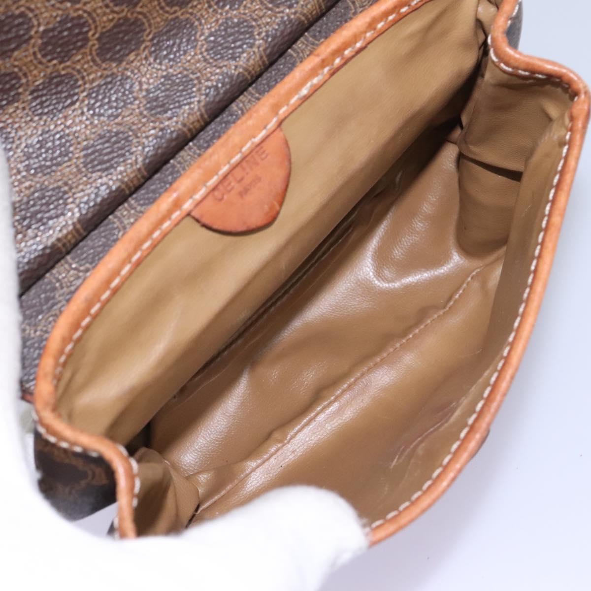 CELINE Macadam Canvas Shoulder Bag PVC Leather Brown Auth BD216