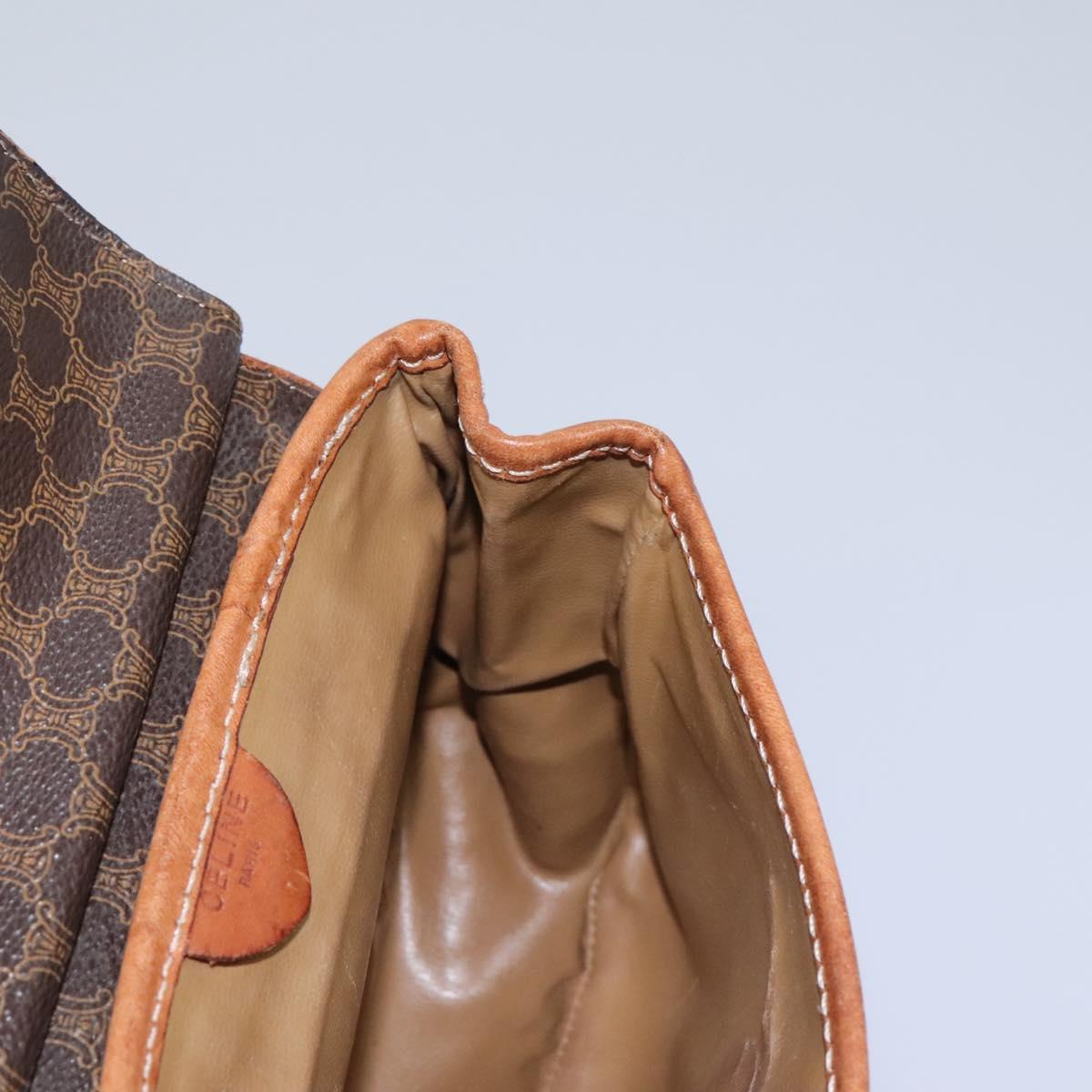 CELINE Macadam Canvas Shoulder Bag PVC Leather Brown Auth BD216