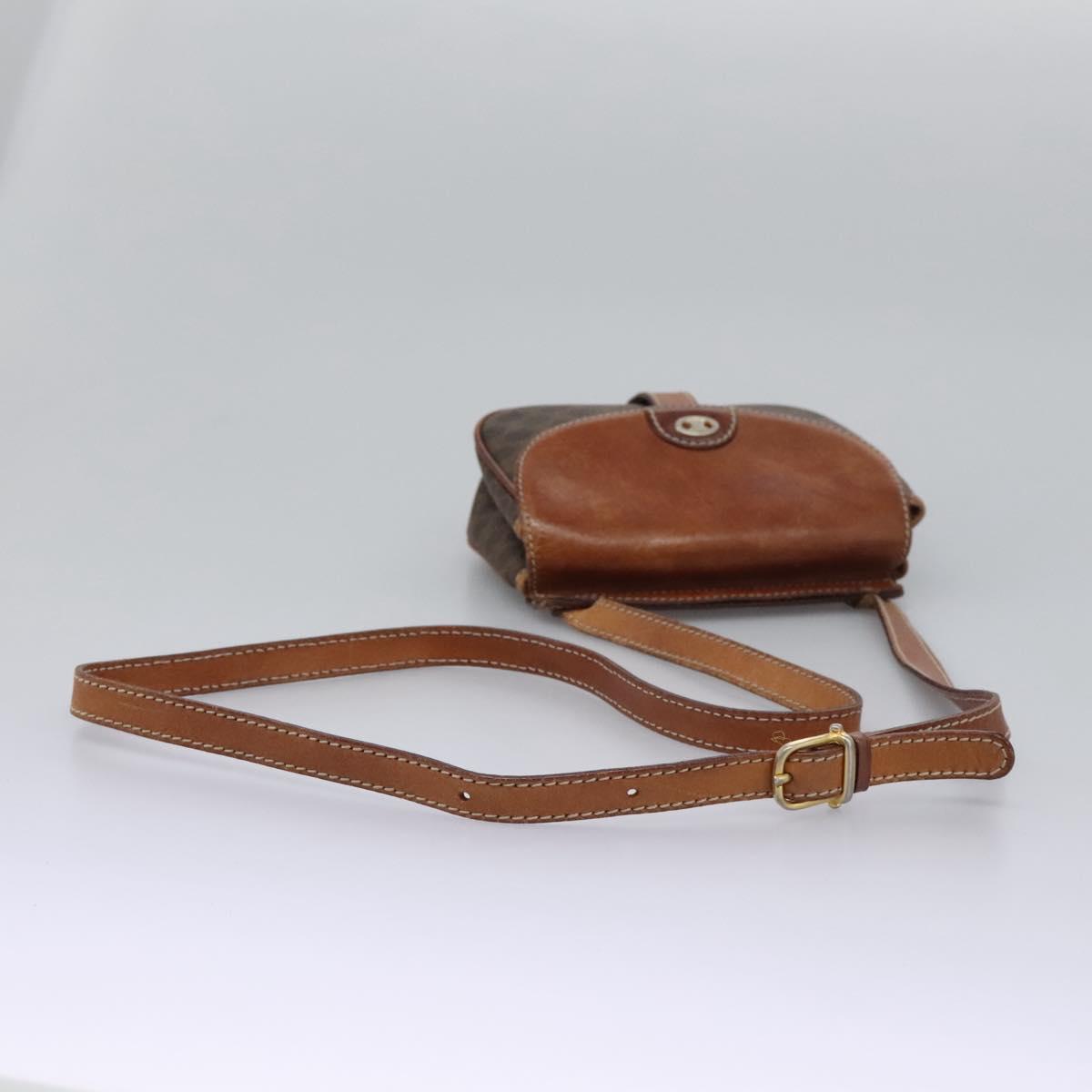 CELINE Macadam Canvas Shoulder Bag PVC Leather Brown Auth BD216