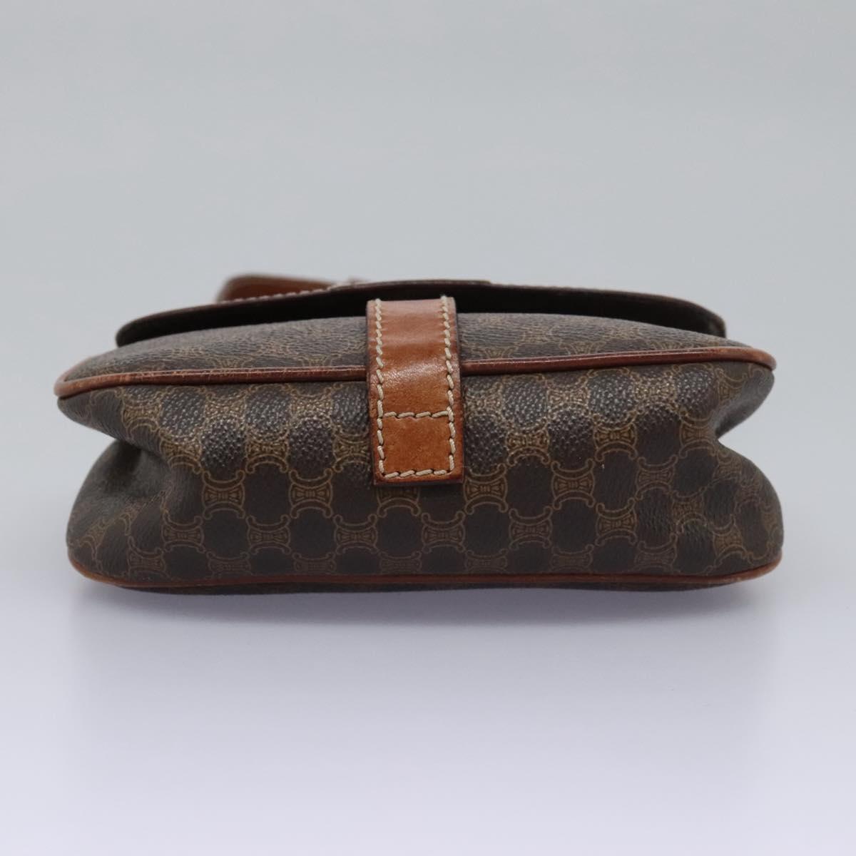 CELINE Macadam Canvas Shoulder Bag PVC Leather Brown Auth BD216