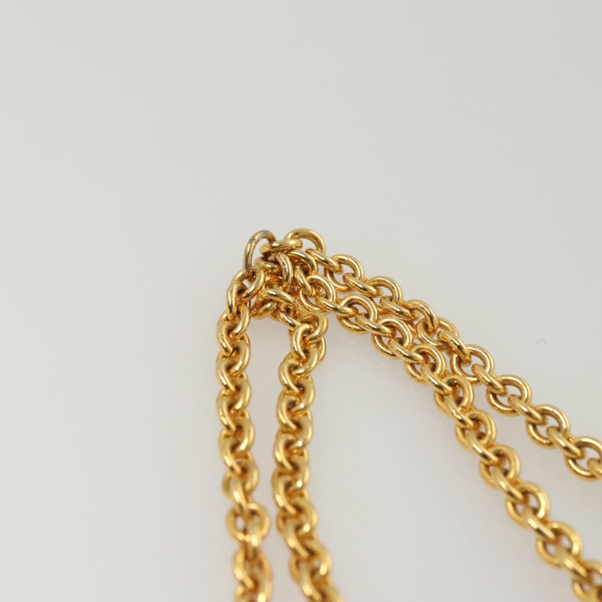 CELINE Chain Hand Pouch Suede Leather Green Gold Auth BD2160