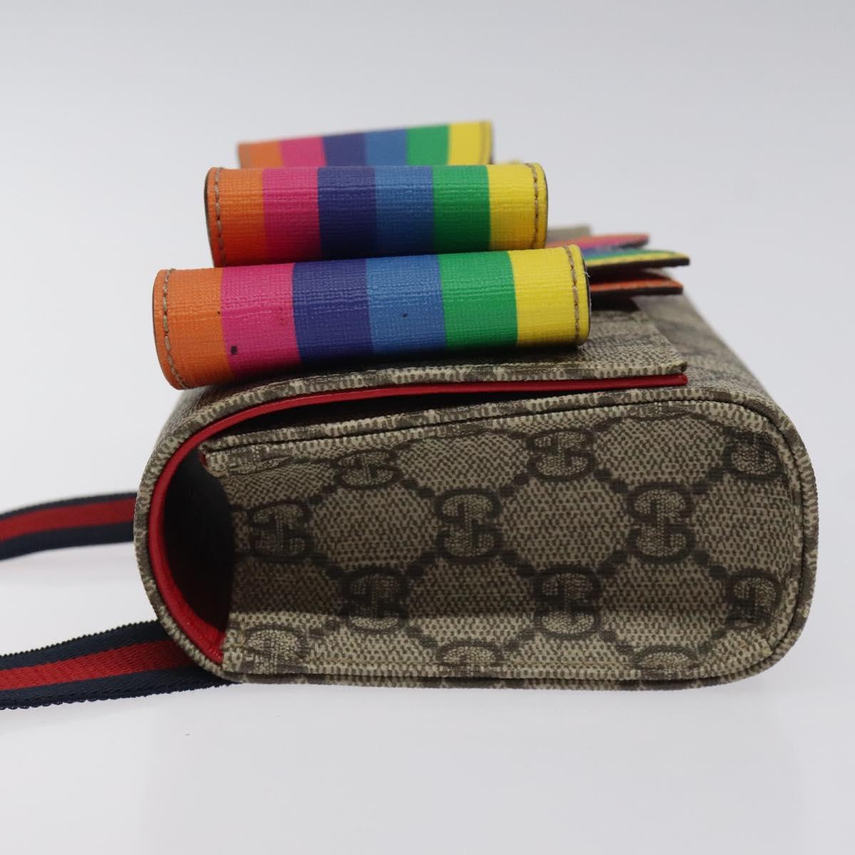 GUCCI GG Supreme Sherry Line Children Waist bag PVC Beige Red Navy Auth BD2175