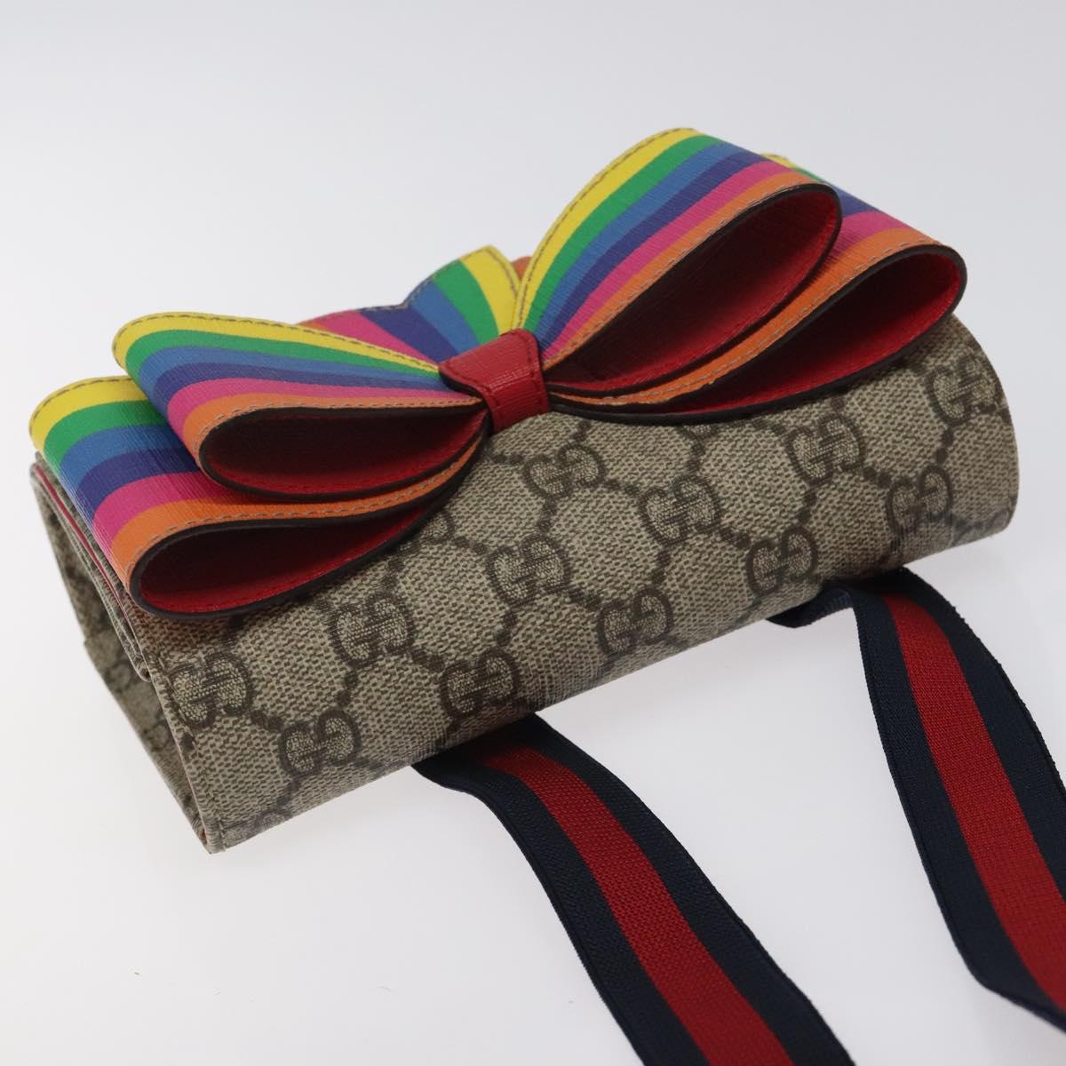 GUCCI GG Supreme Sherry Line Children Waist bag PVC Beige Red Navy Auth BD2175
