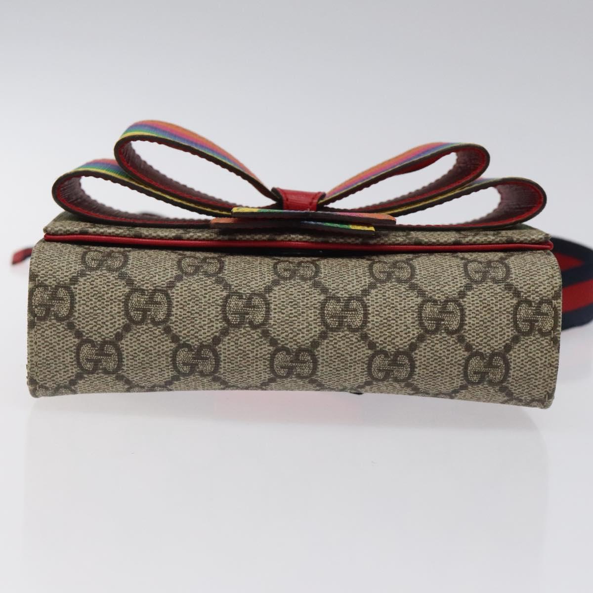 GUCCI GG Supreme Sherry Line Children Waist bag PVC Beige Red Navy Auth BD2175