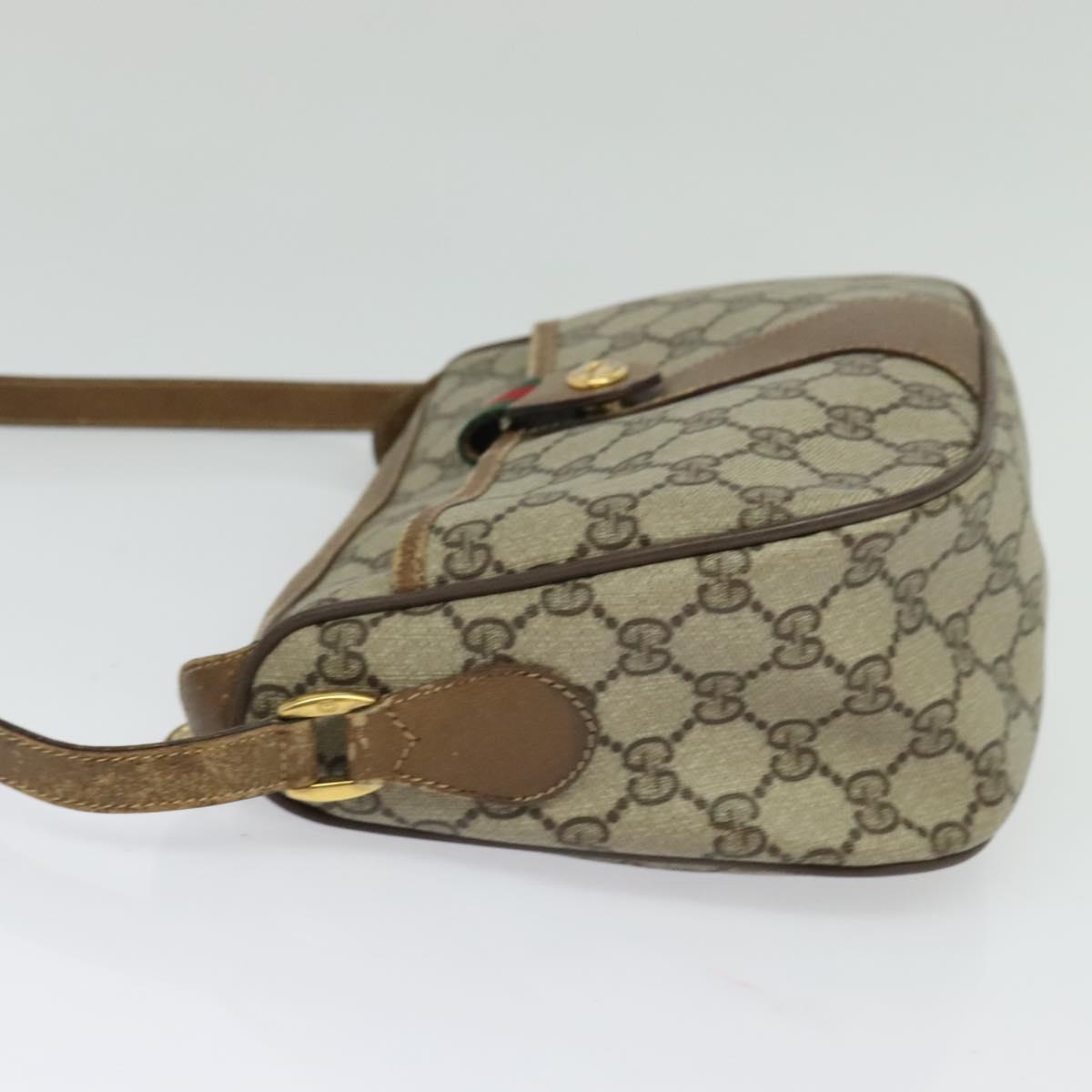 GUCCI GG Supreme Web Sherry Line Shoulder Bag PVC Beige 56 02 032 Auth BD2176