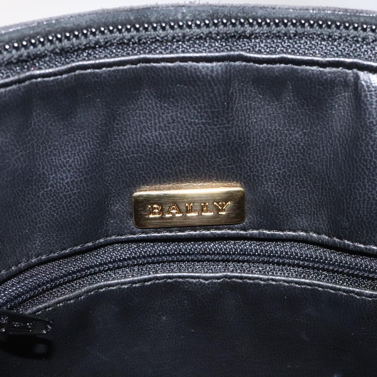 BALLY Quilted Hand Bag Leather Black Gold Auth BD2177