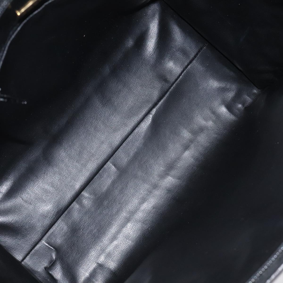 BALLY Quilted Hand Bag Leather Black Gold Auth BD2177