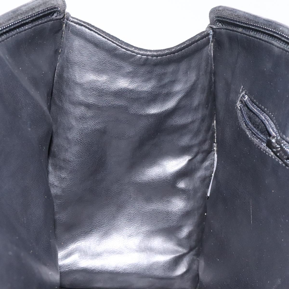 BALLY Quilted Hand Bag Leather Black Gold Auth BD2177