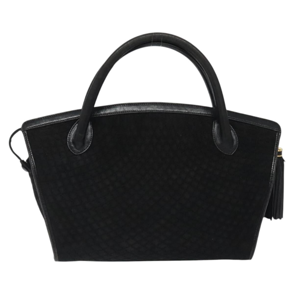 BALLY Quilted Hand Bag Leather Black Gold Auth BD2177