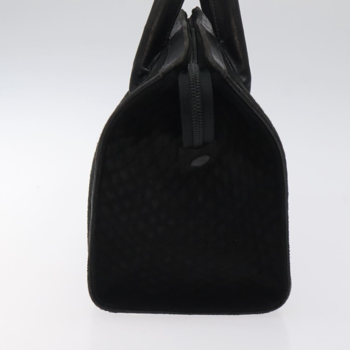 BALLY Quilted Hand Bag Leather Black Gold Auth BD2177