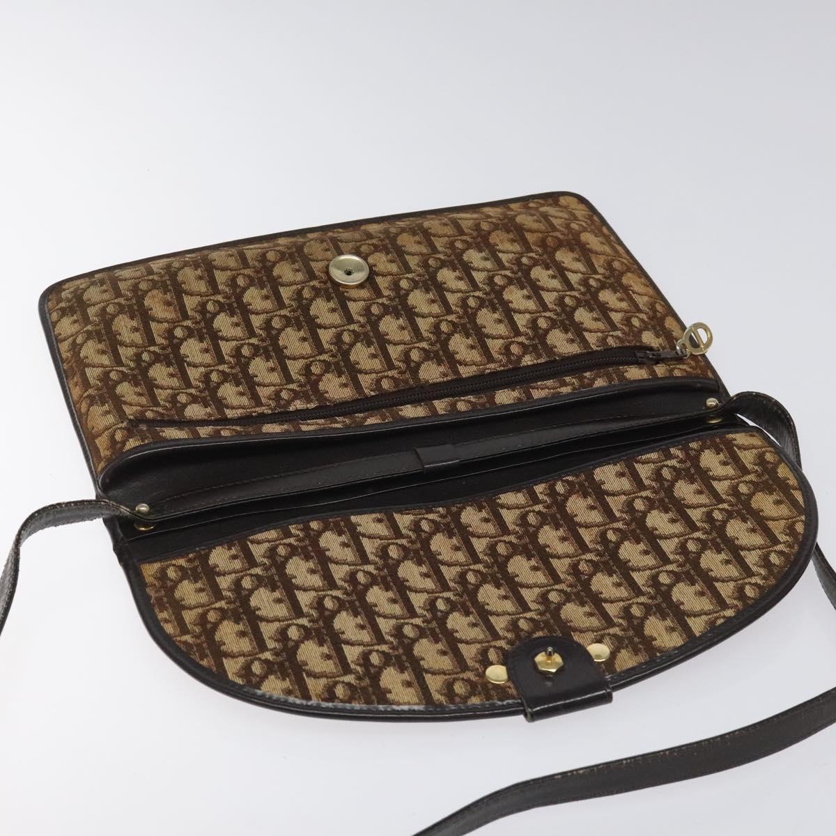 Christian Dior Trotter Canvas Shoulder Bag Brown Auth BD219