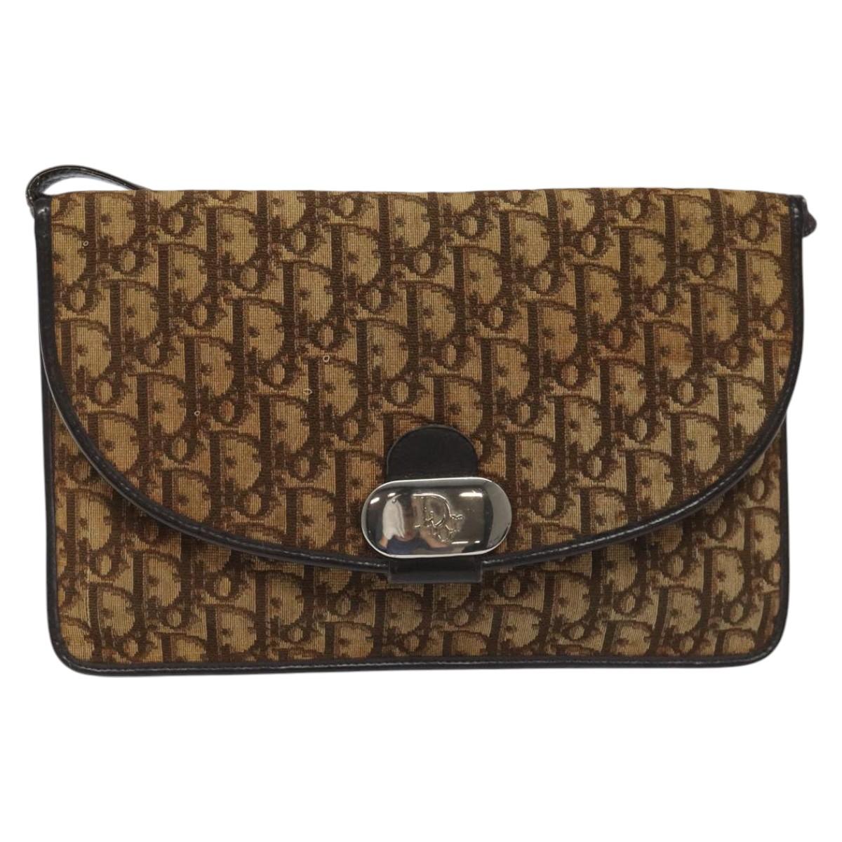 Christian Dior Trotter Canvas Shoulder Bag Brown Auth BD219