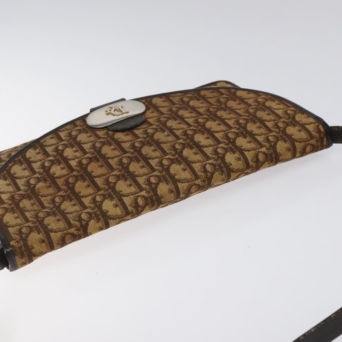 Christian Dior Trotter Canvas Shoulder Bag Brown Auth BD219