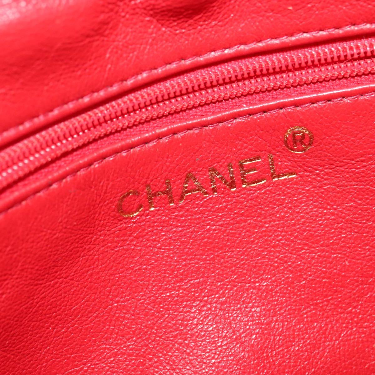CHANEL Matelasse Waist bag Caviar Skin Red Gold CC Auth BD2190