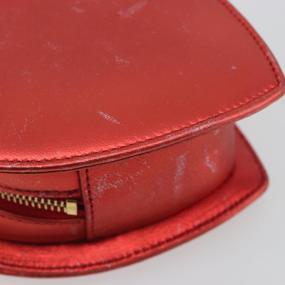 SAINT LAURENT Chain Shoulder Bag Leather Red Gold Auth BD2192M