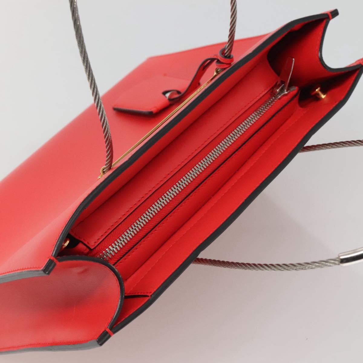 BALENCIAGA Cable Shopper S Hand Bag Leather 2way Red Silver 371177 Auth BD2212