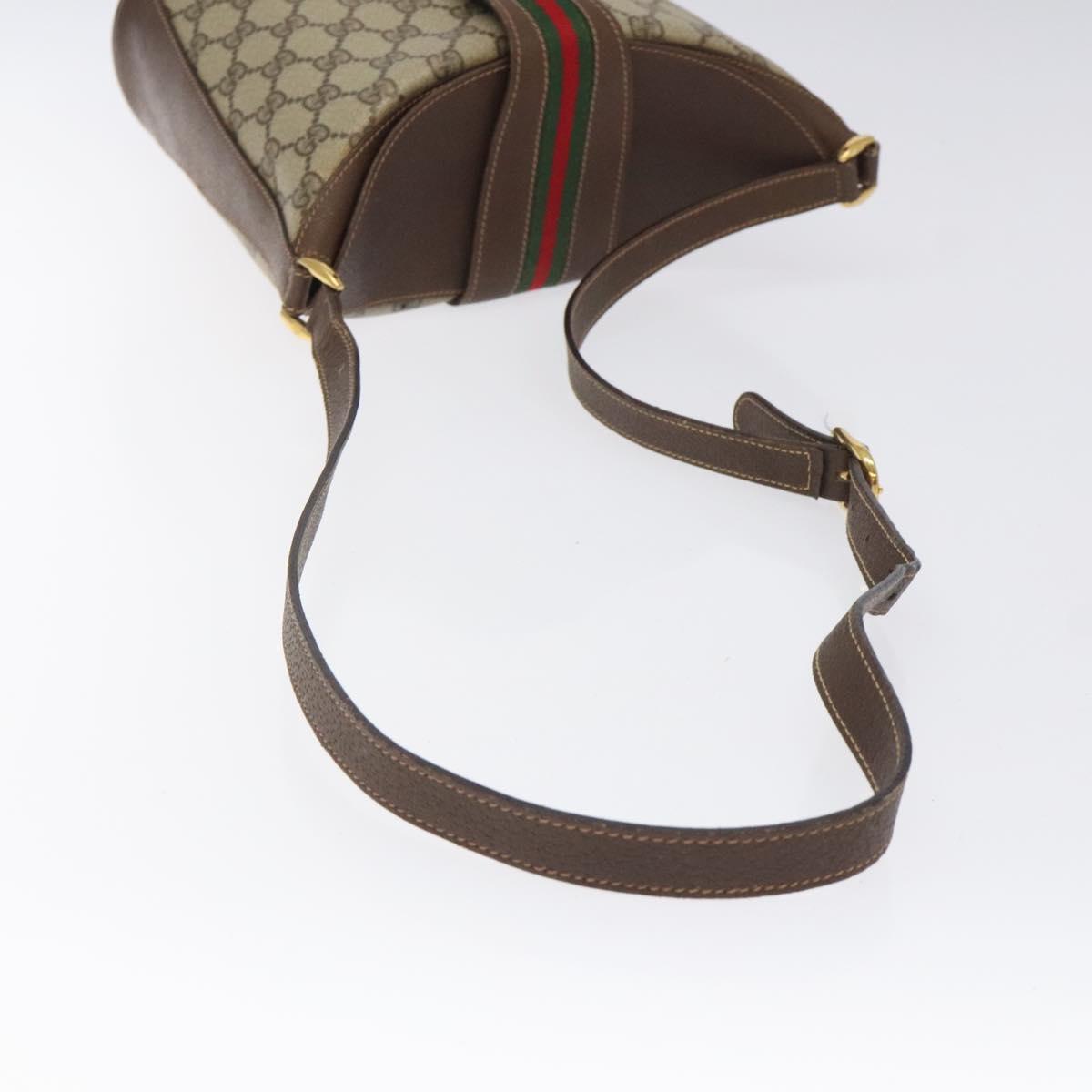 GUCCI GG Supreme Web Sherry Line Shoulder Bag PVC Beige 40 02 081 Auth BD2229