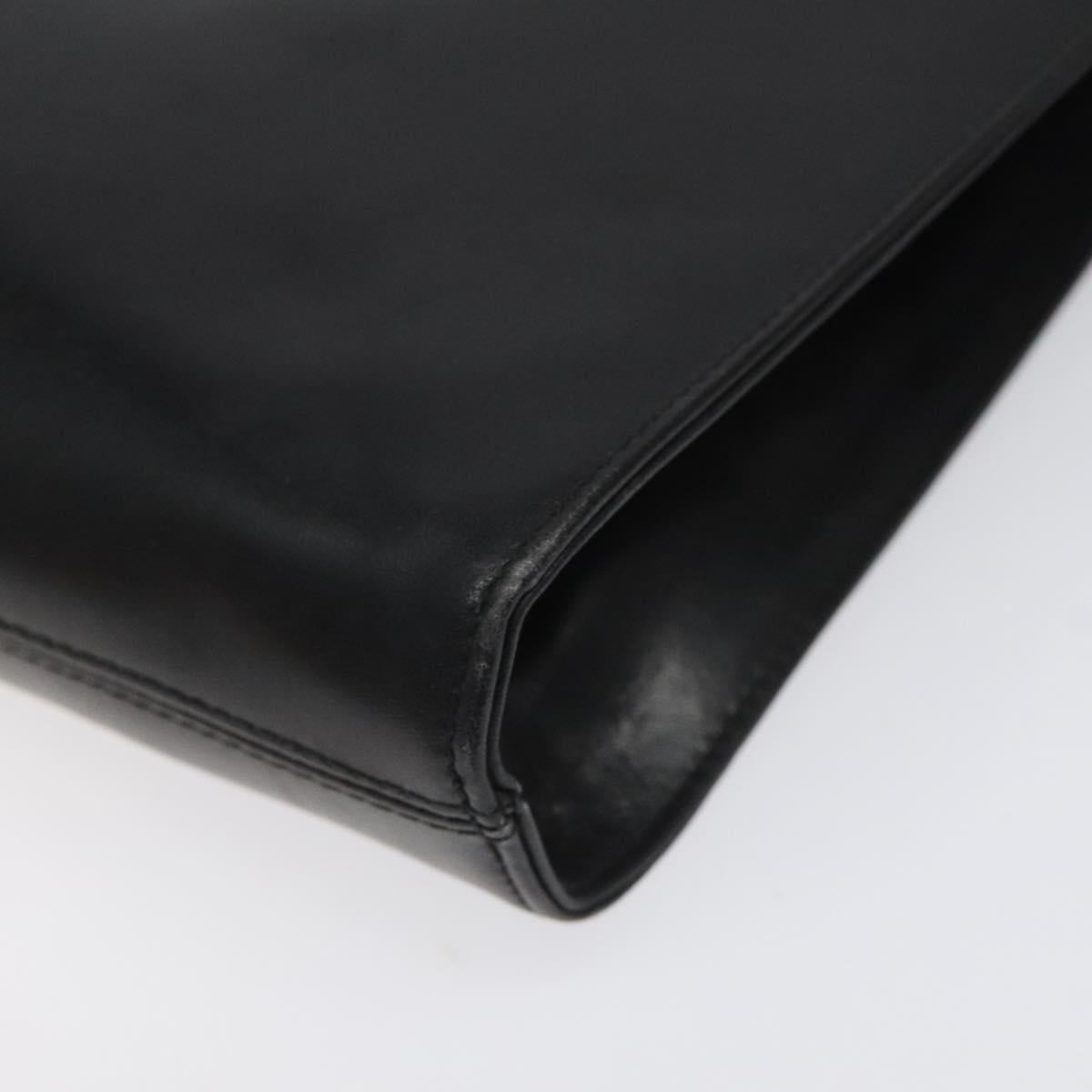 Salvatore Ferragamo Gancini Chain Shoulder Bag Leather Black Gold Auth BD223