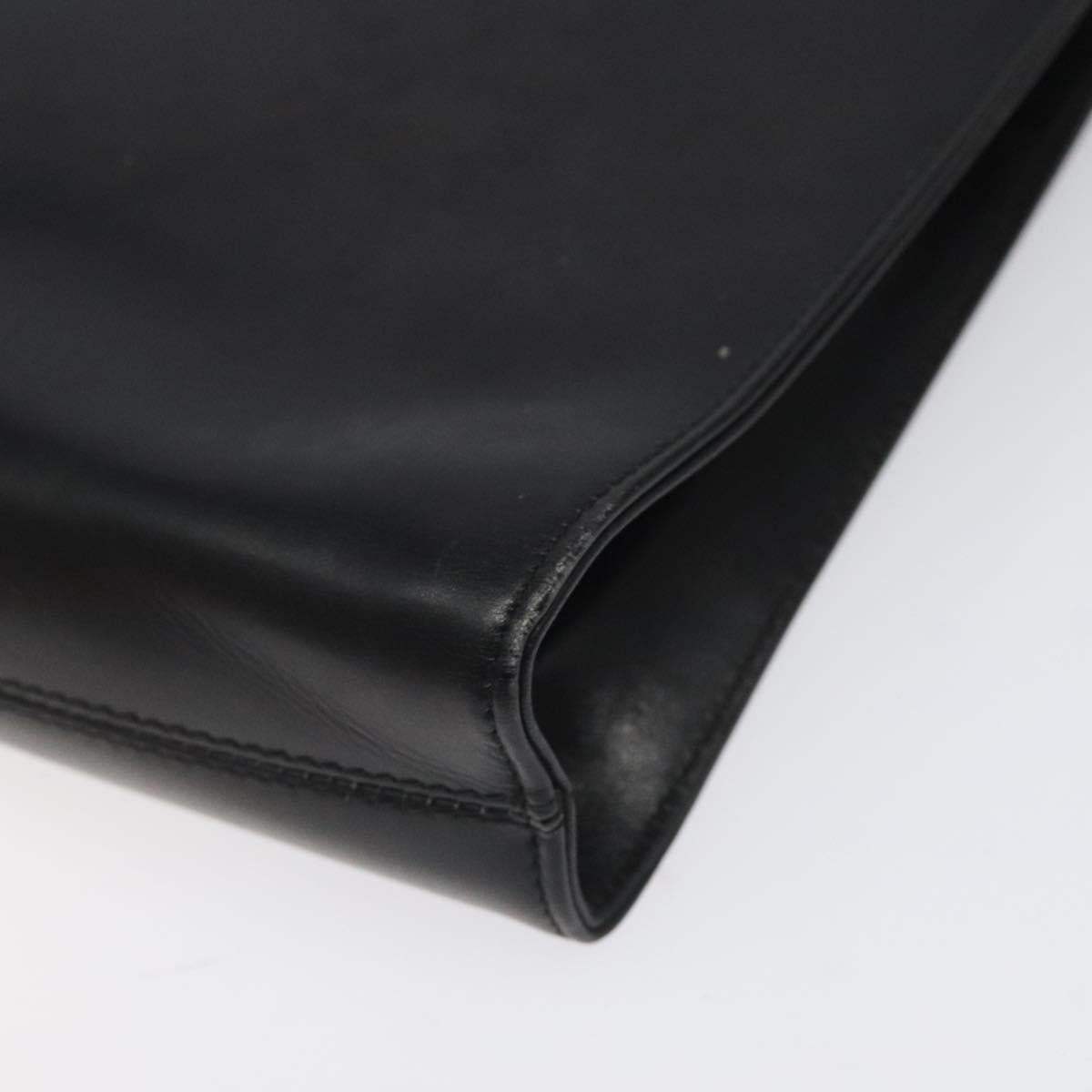 Salvatore Ferragamo Gancini Chain Shoulder Bag Leather Black Gold Auth BD223