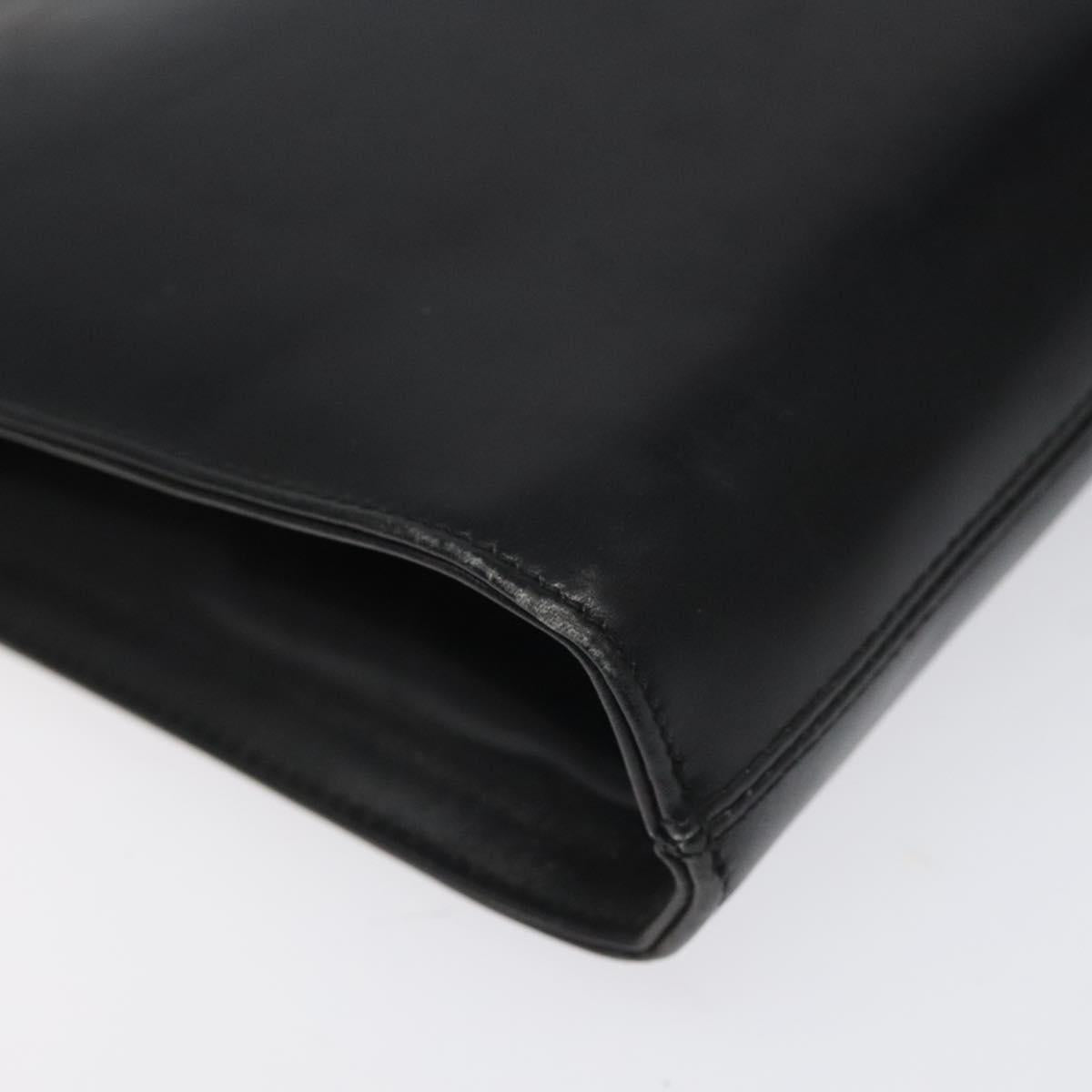 Salvatore Ferragamo Gancini Chain Shoulder Bag Leather Black Gold Auth BD223