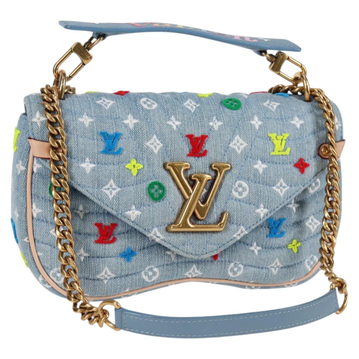 LOUIS VUITTON New Wave Chain Bag MM Hand Bag Light Blue M53692 LV Auth BD2243SM