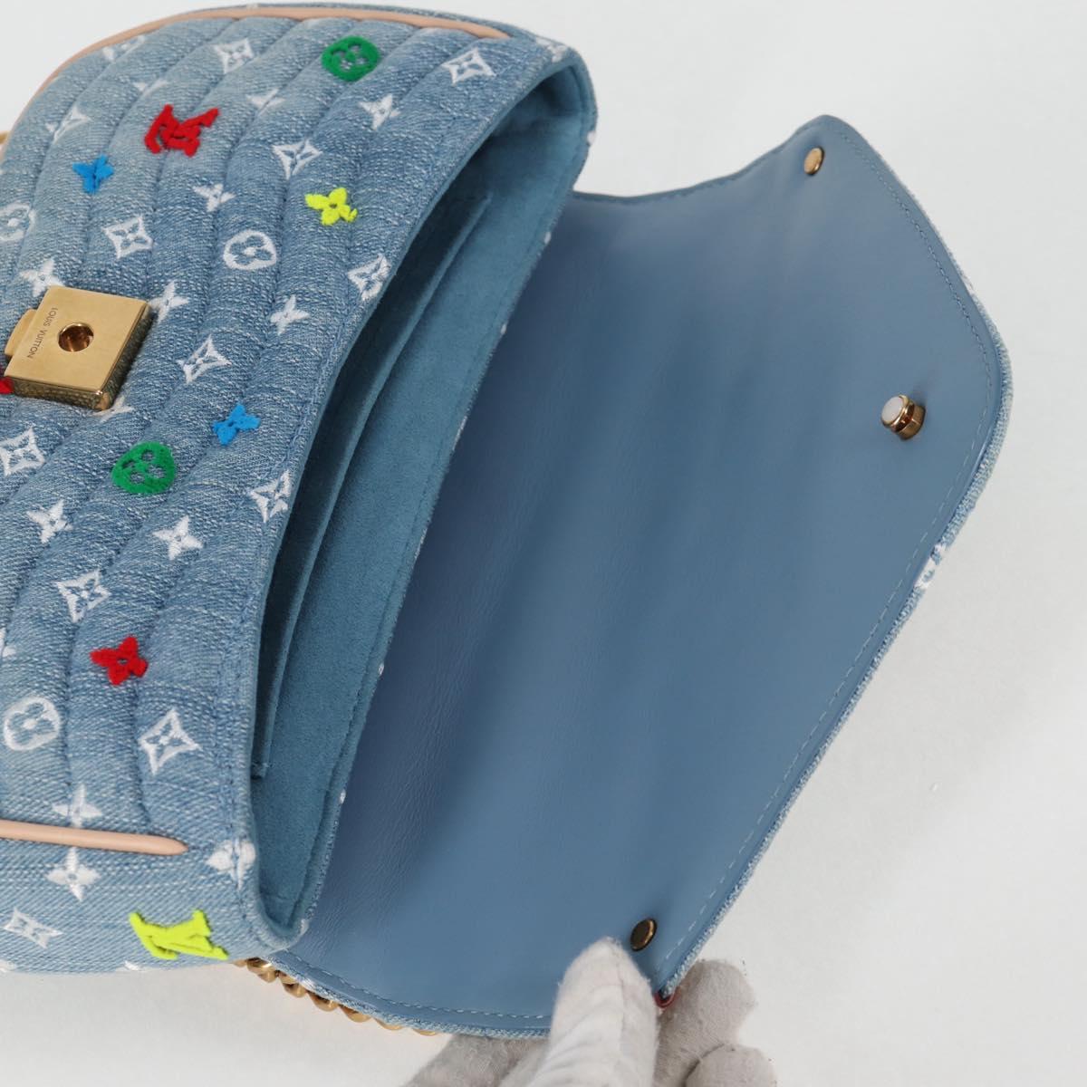 LOUIS VUITTON New Wave Chain Bag MM Hand Bag Light Blue M53692 LV Auth BD2243SM