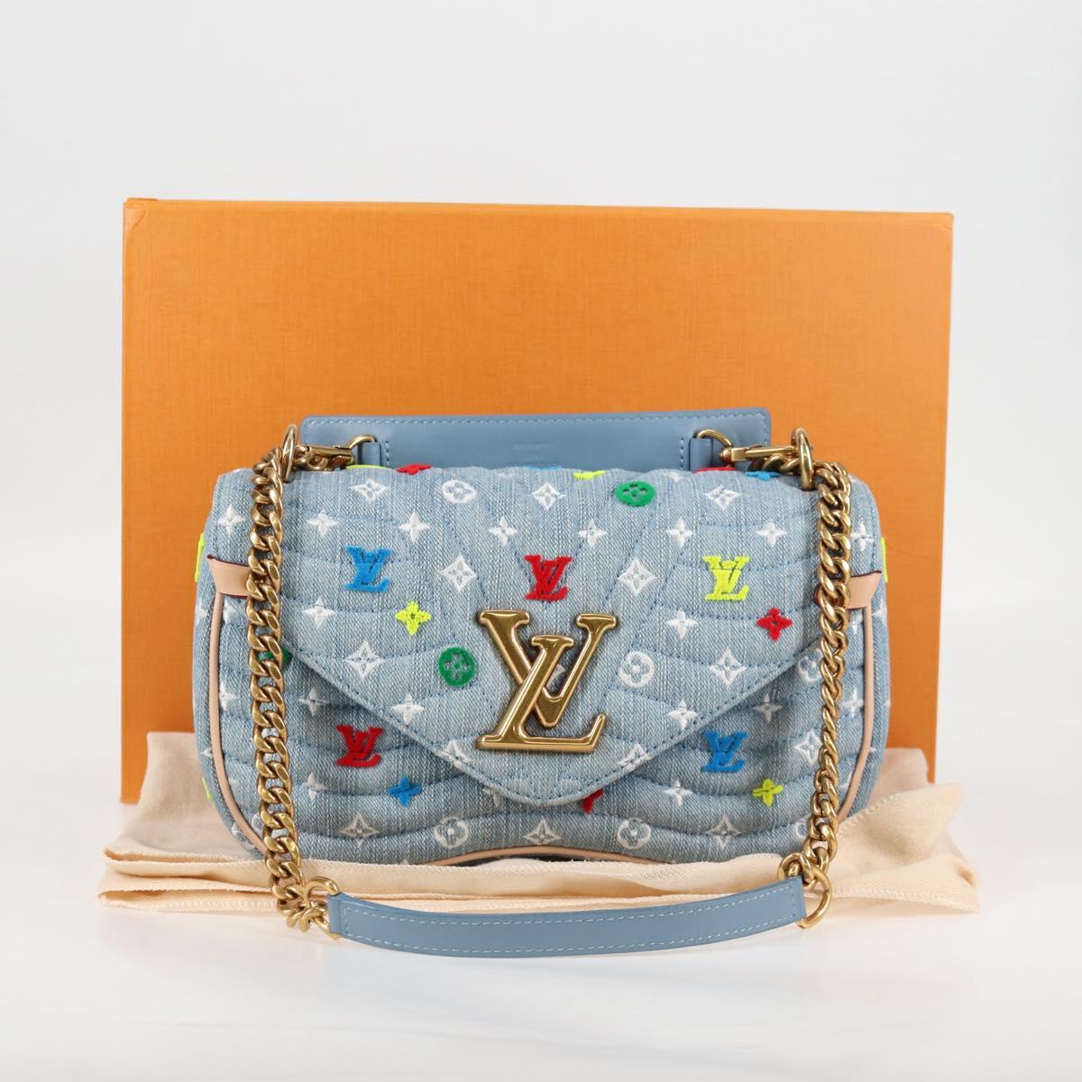 LOUIS VUITTON New Wave Chain Bag MM Hand Bag Light Blue M53692 LV Auth BD2243SM